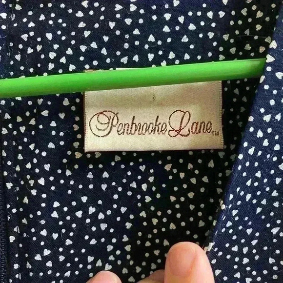 Penbrooke Lane Vintage Navy Blue and White Polka Dot Heart Romper Rare Find - Picture 4 of 8